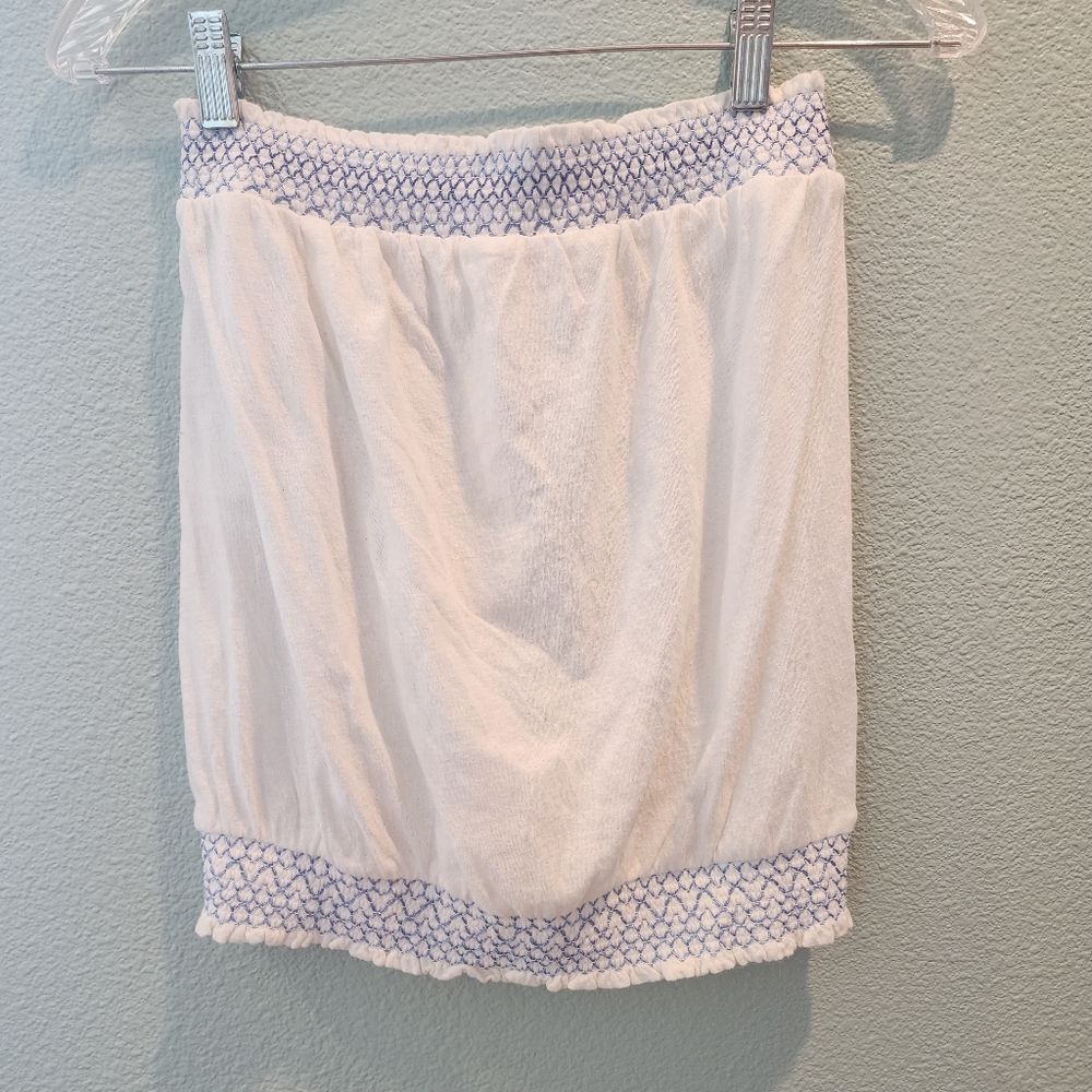 Anthropologie White Smocked Tube Top